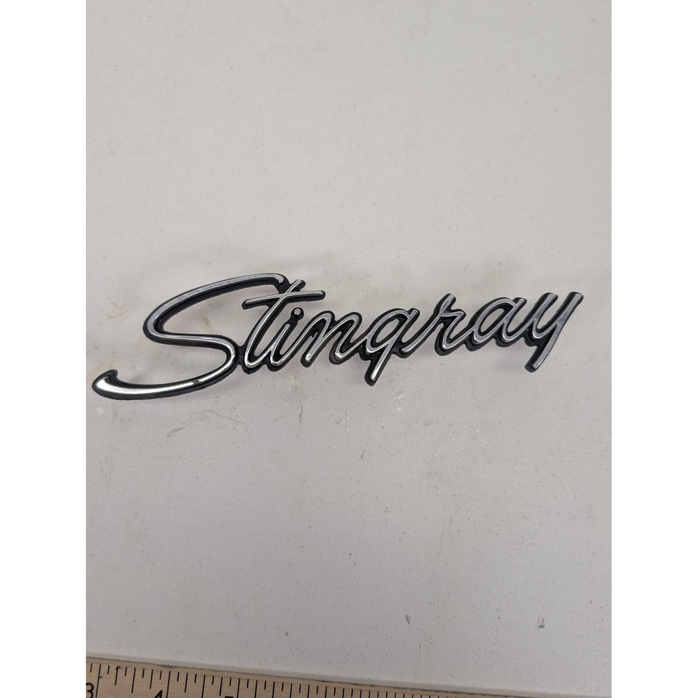 Chevrolet Stingray Emblem Script Badge Silver With Mounting Studs OEM‎ Car
